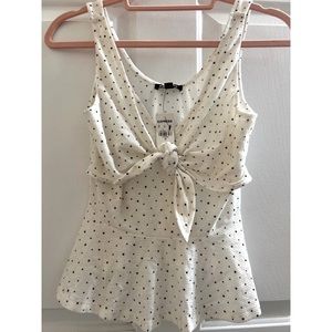 NEW w| tags Express XS polka dot tank w| functional bow, flowy bottom.
